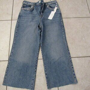 NWT $168 Pilcro Anthropologie AUSTYN Rhinestone Studded 31 High Rise Denim Jeans